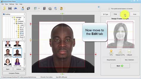 Online photo editor for the US green card lottery.